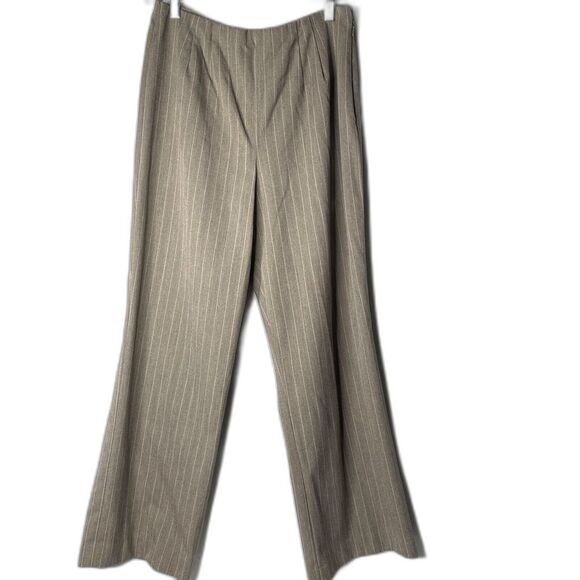 Alfred Dunner Women's Pants Brown And White Striped Size 14 S Zippered Side - Picture 1 of 7